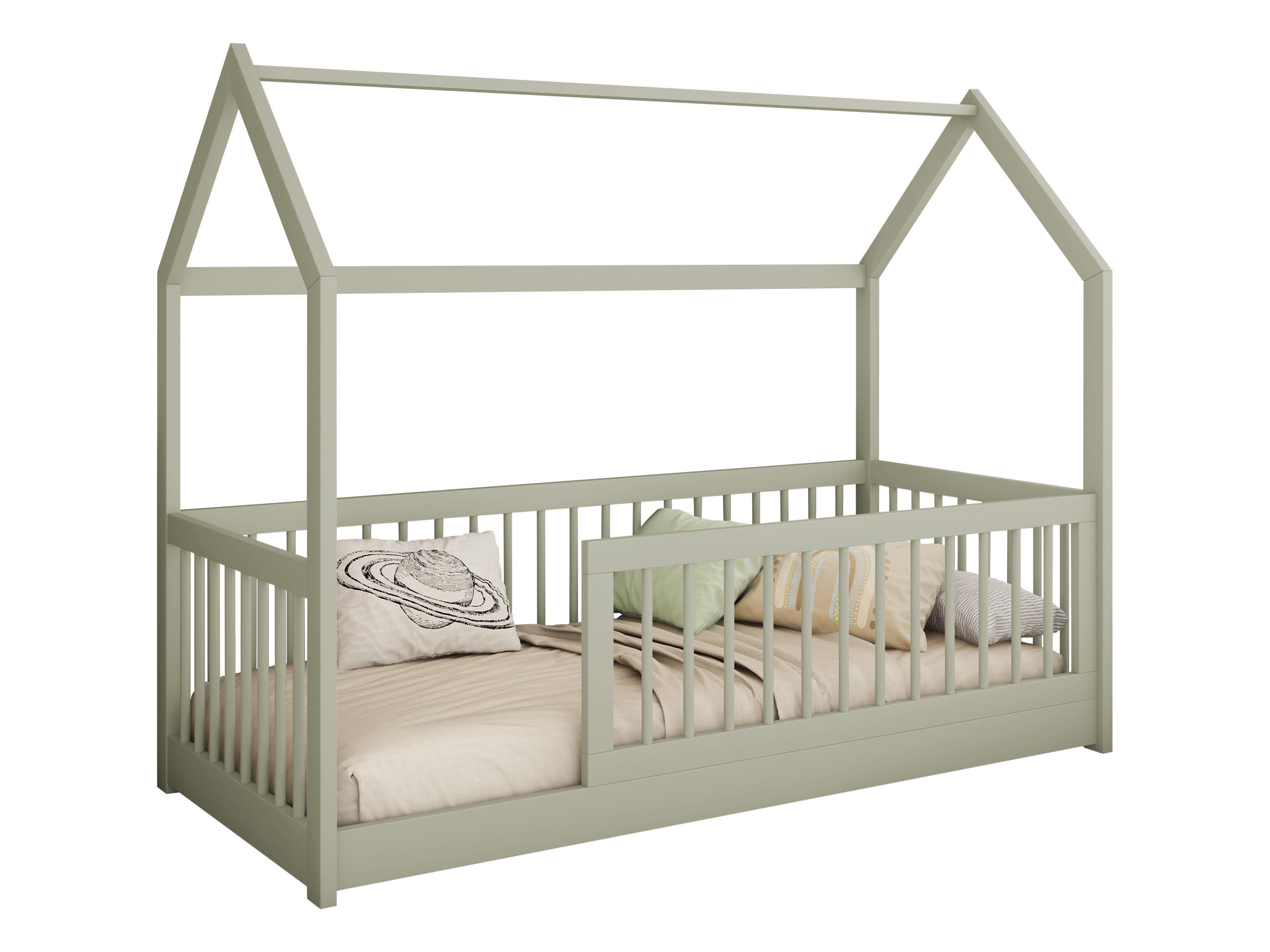 HAUSBETT Greta 80 - Olivgrün, Holz (80/180cm) - MIRJAN24
