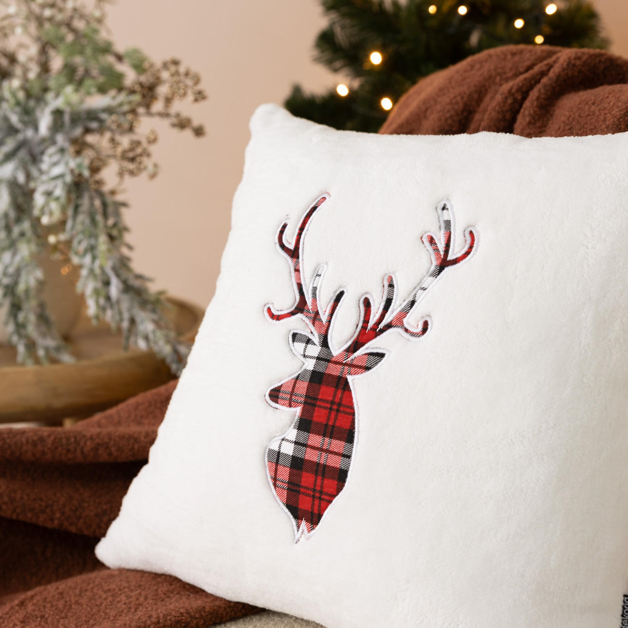 KISSENHÜLLE Plaid Stag 43x43 cm - Rot, Textil (43/1cm) - Dekoria