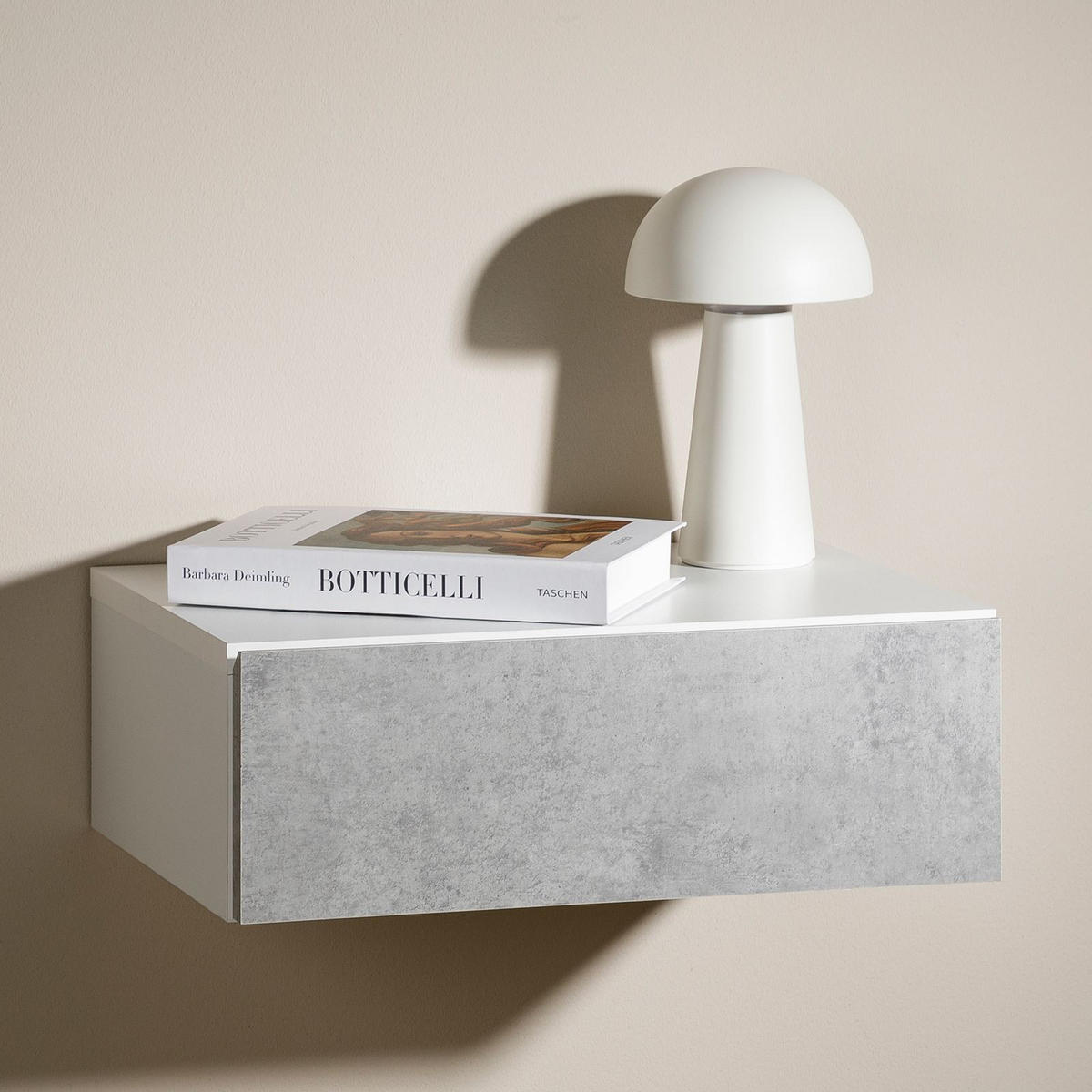 HÄNGENDER NACHTTISCH ANNE - Weiß/Grau, Holzwerkstoff (42/14/30cm) - CARO-Möbel