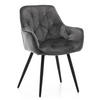 STUHL SIENA gepolstert mit Steppung - grau schwarze Beine - Samt Velours - Schwarz/Grau, Textil/Metall (58/87/61cm) - NEW HOME