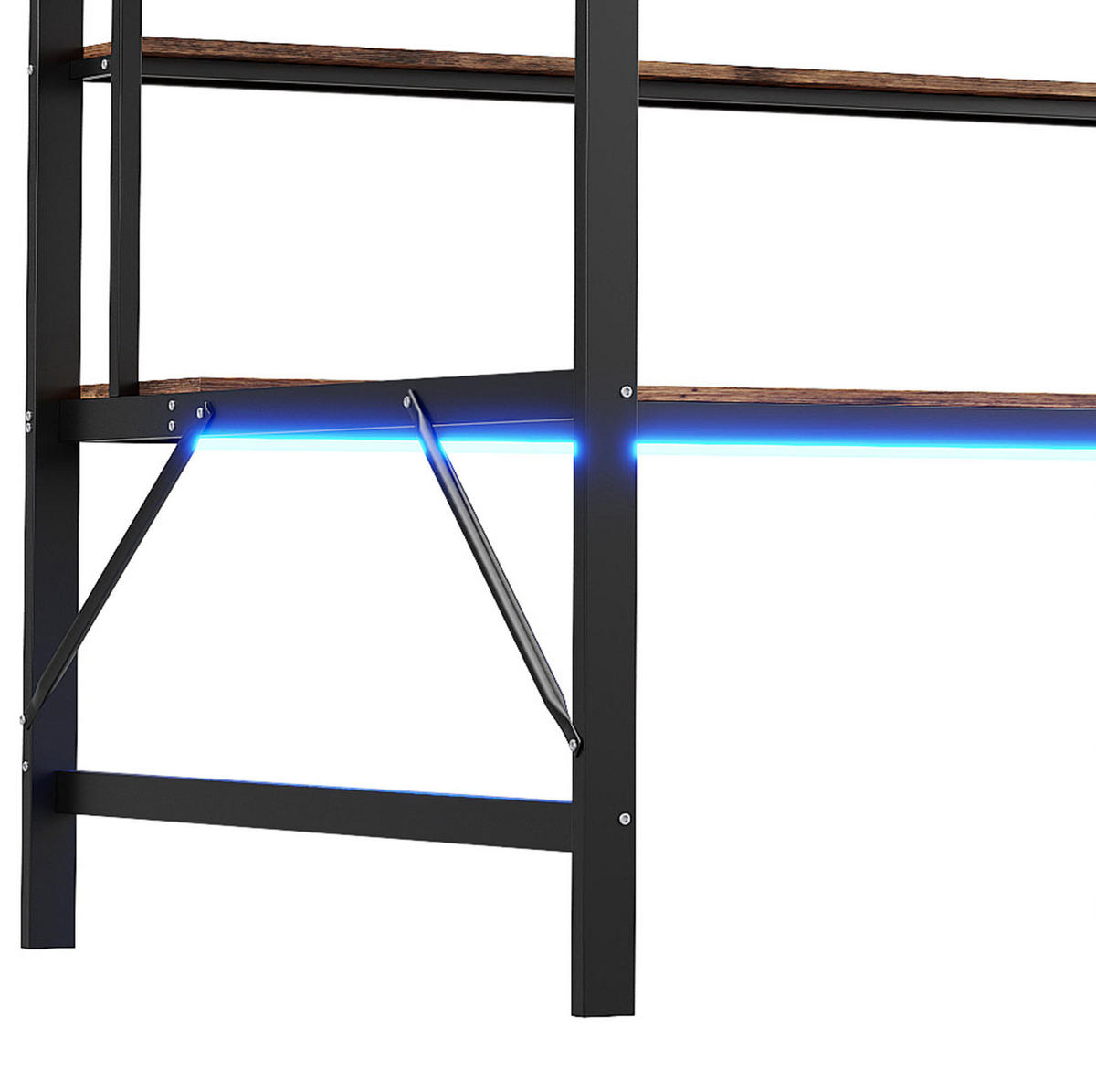 HOCHBETT 140/200 cm Schwarz aus Metall mit Schreibtisch - Schwarz, Metall (140/200cm) - OKMYHOME