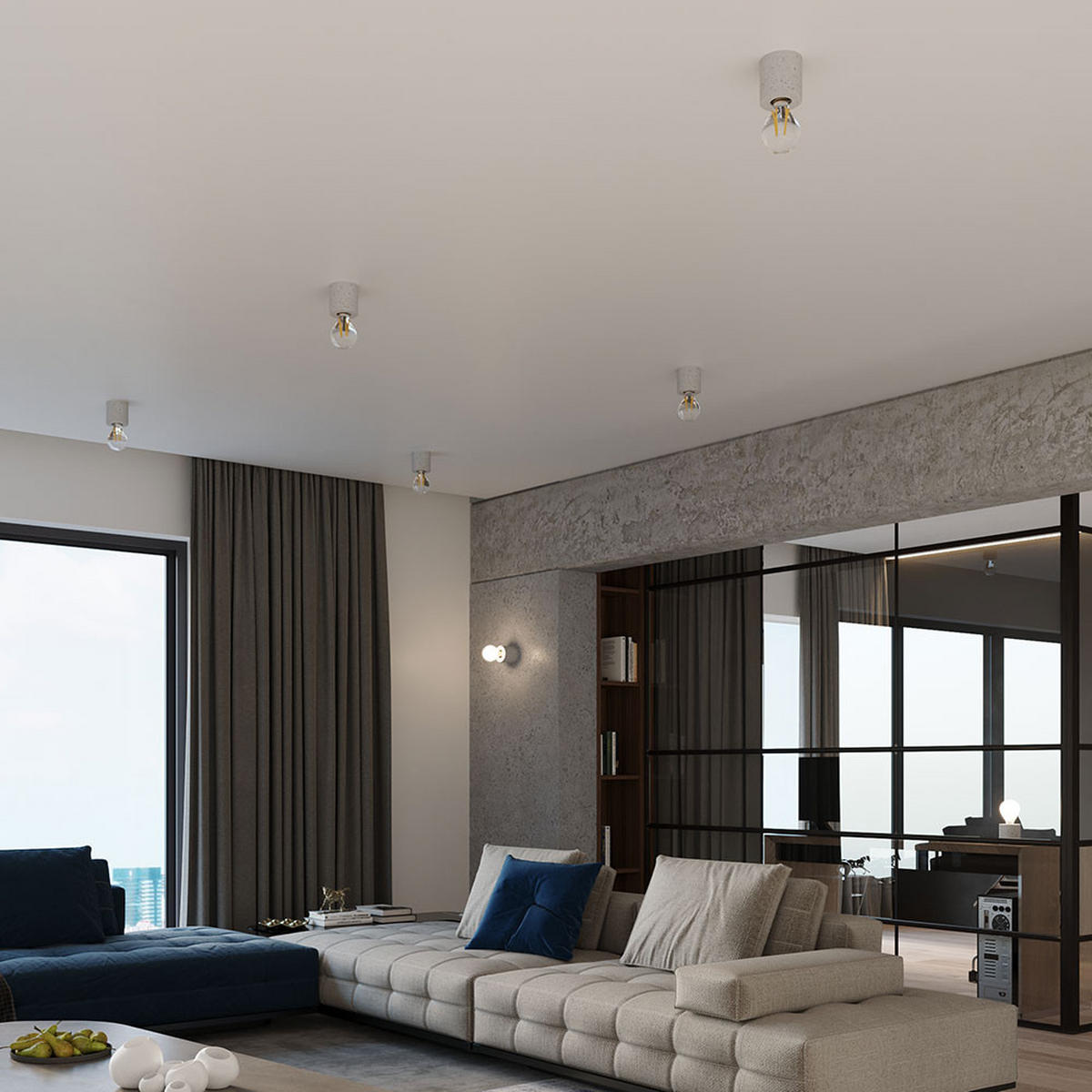 WANDLEUCHTE Betonoptik Grau rund - Grau, Stein (10/10/10cm)