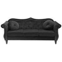 3-SITZER-SOFA Samtstoff Schwarz Skien - Schwarz, Textil (200/91/83cm) - Beliani