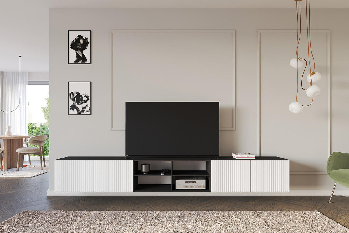 LOWBOARD NOA-2-W 3x100x40x41 cm - Schwarz / Weiß - Weiß, Holzwerkstoff (300/40/41cm) - ALTDECOR