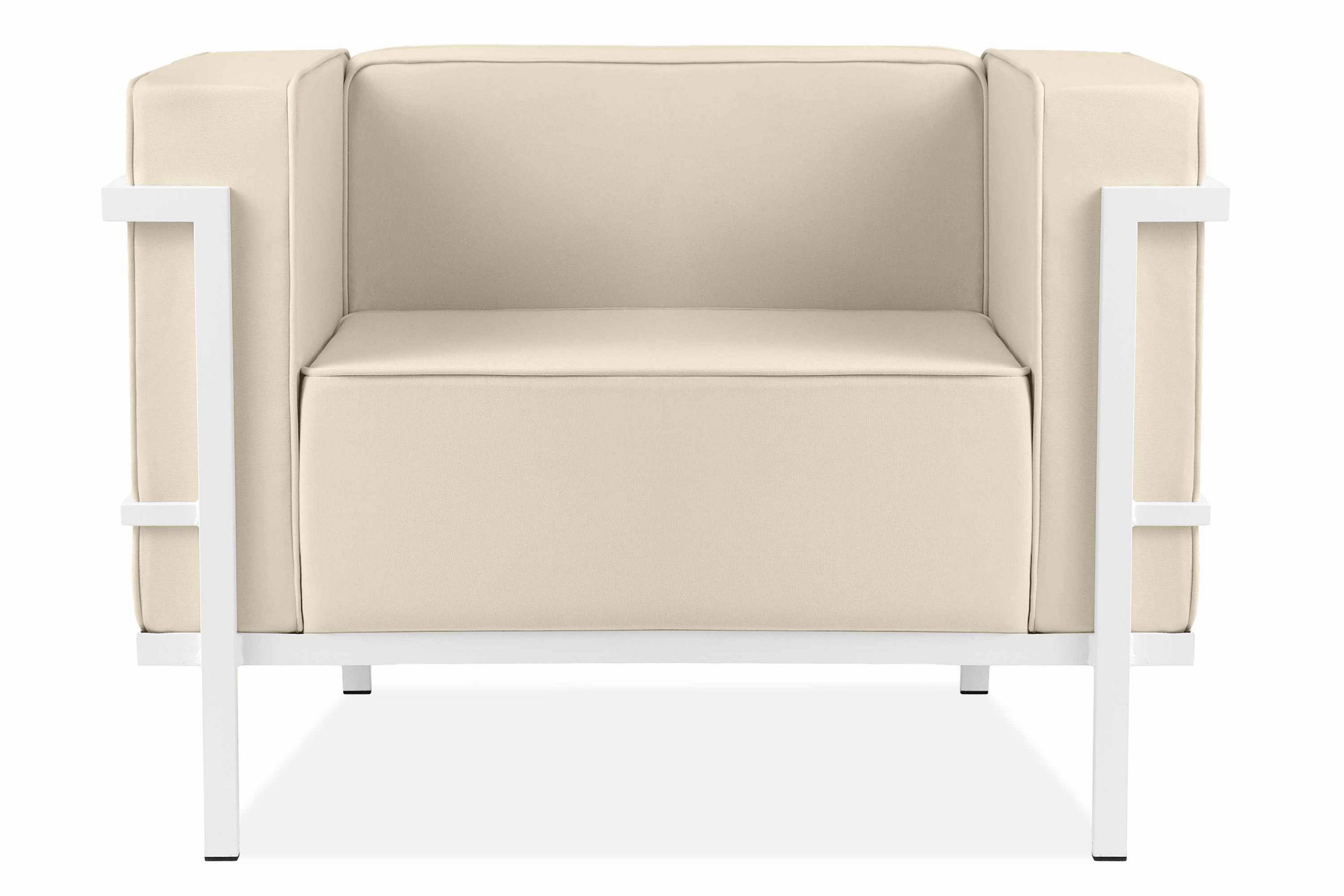 GARTENSESSEL TRIGLO Stahlgestell, Modern, Weiß/Cremeweiß - Creme/Weiß, Textil/Metall (99/70/69cm) - KONSIMO®