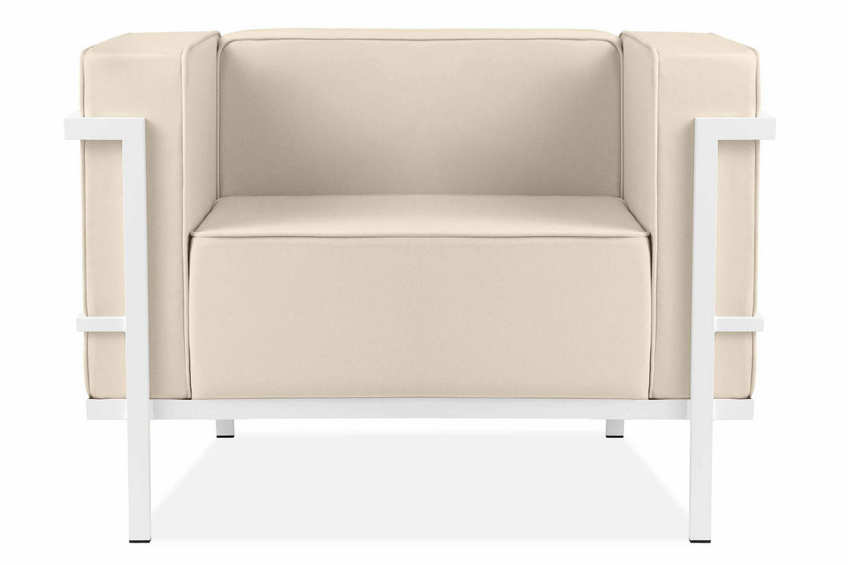 GARTENSESSEL TRIGLO Stahlgestell, Modern, Weiß/Cremeweiß - Creme/Weiß, Textil/Metall (99/70/69cm) - KONSIMO®