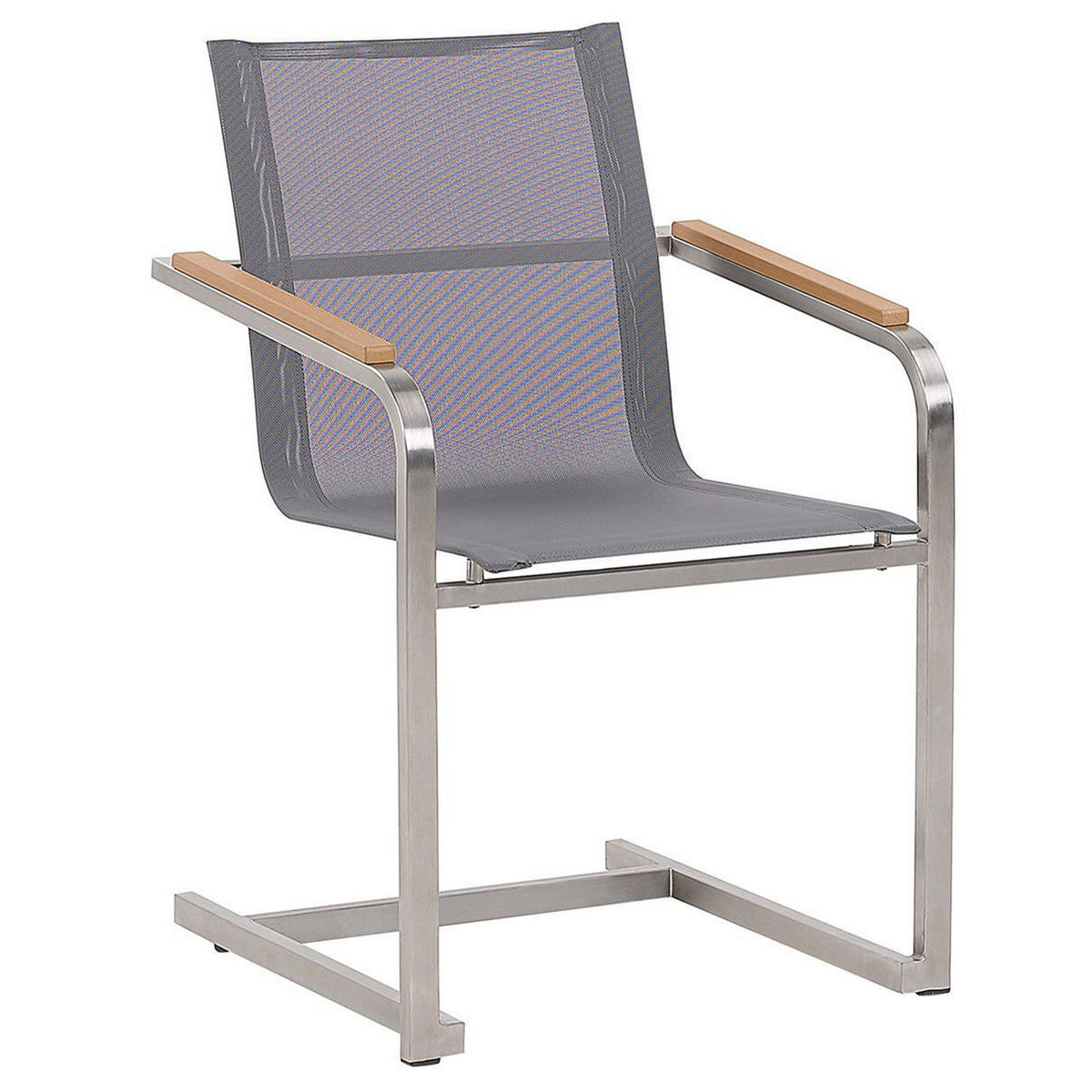 GARTENMÖBEL SET 6-Sitzer Keramik-Glas Textil grau Cosoleto - Silberfarben/Grau, Glas - Beliani