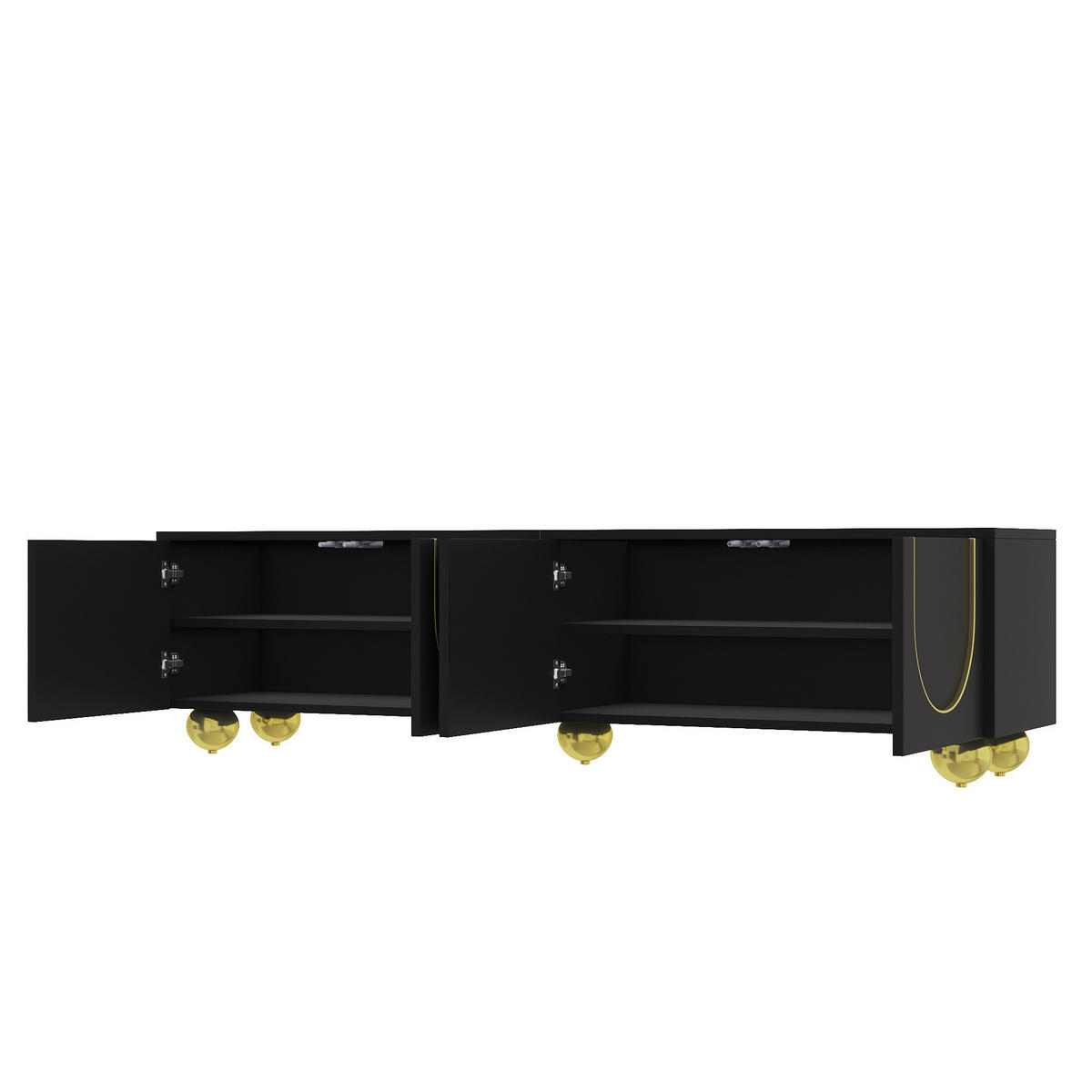 TV-ELEMENT mit 4 Türen 170 x 38 x 44 cm Schwarz - Schwarz, Holzwerkstoff (38/44/170cm) - Beauniv