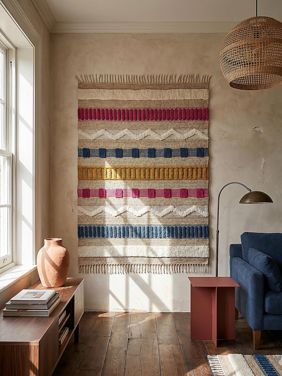TEPPICH aus Jute handgewebt WHARFE in Bunt, geometrisch, 160 x 230 cm - Multicolor, Textil (160/230cm) - KADIMA DESIGN