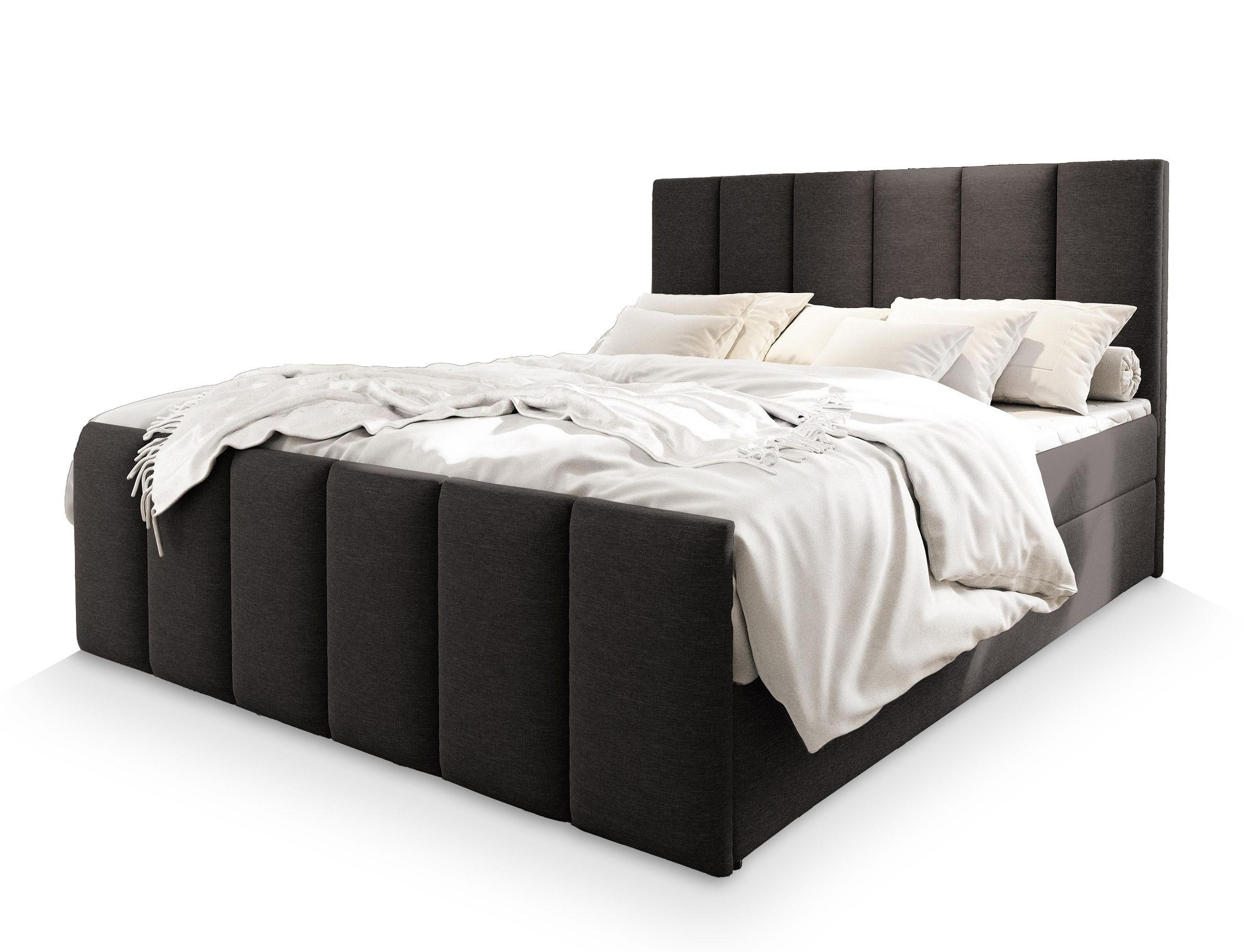 BOXBETT LAGO 180x200 cm mit Matratze und Topper - Grau - Grau, Holz (180/200cm) - MASSENO