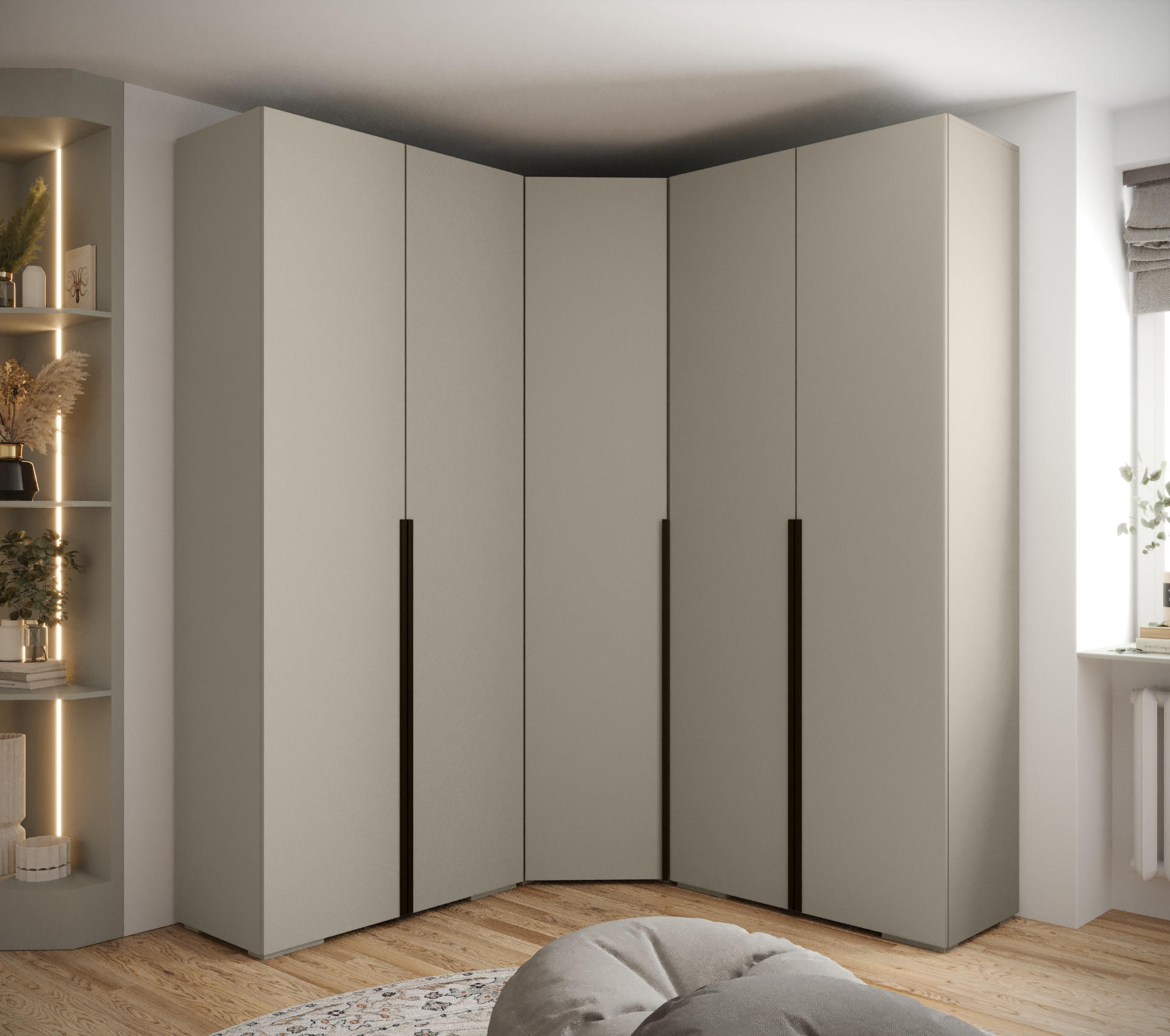 GARDEROBEN-SET 236,7/181,7/47 - Kaschmir/Schwarz, Holz/Kunststoff (181.7/236.7/47cm) - Abiks Möbel