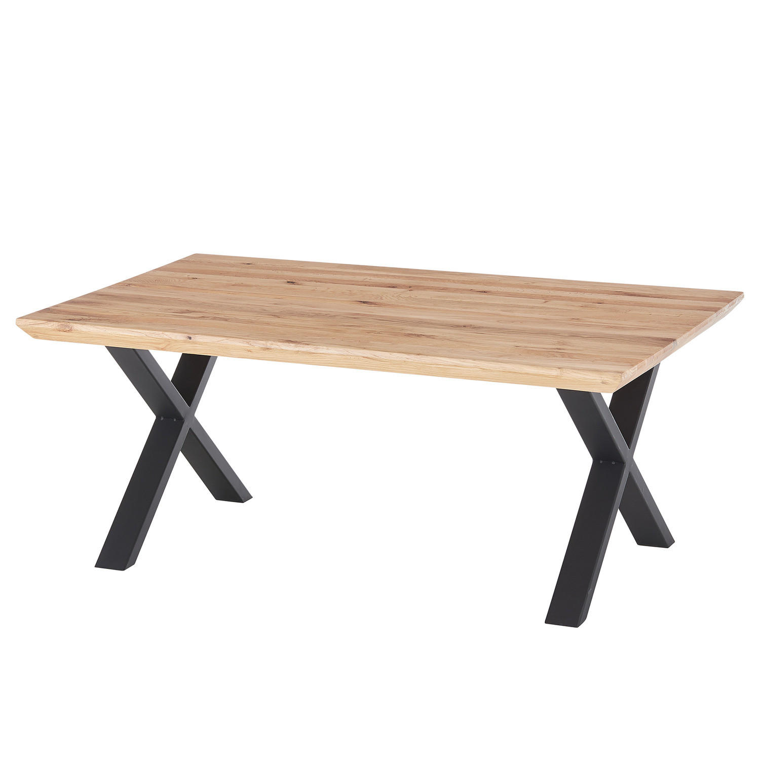 COUCHTISCH - Eiche / Schwarz - Eiche massiv / Eisen - Eichefarben/Schwarz, Holz/Metall (70/110/45cm) - home24