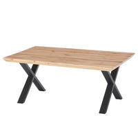 COUCHTISCH - Eiche / Schwarz - Eiche massiv / Eisen - Eichefarben/Schwarz, Holz/Metall (70/110/45cm) - home24