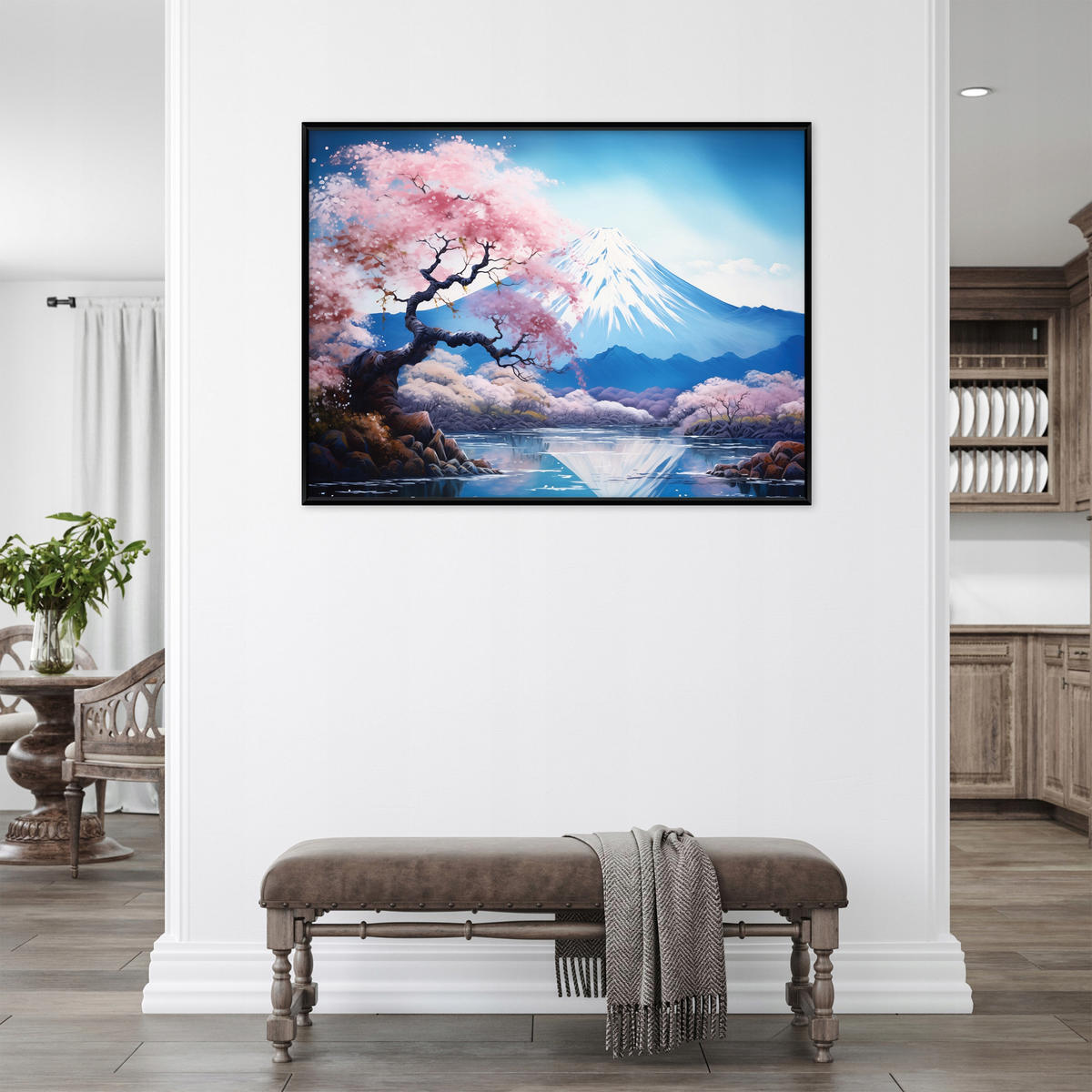 BILDER mit Rahmen Vulkan Fidschi Blau 120x80 cm - Multicolor, Holzwerkstoff (120/80cm) - Wallarena