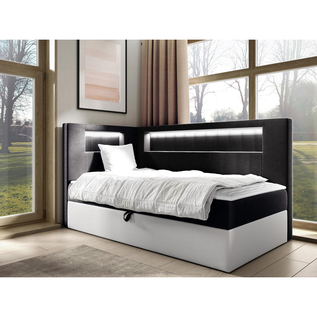 Thumbnail - Mirjan24 Boxbett, Weiß, Schwarz, Holz, H3, 100x200 cm, Schlafzimmer, Betten, Boxspringbetten