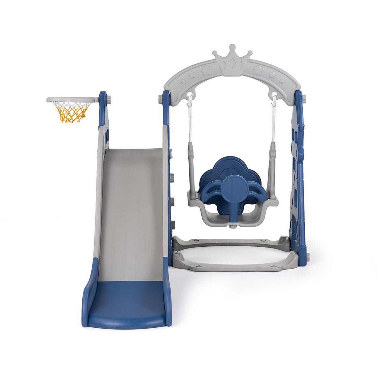 KINDERRUTSCHE, Schaukel blau Basketballkorb, Ball, drei Stufen, ab 1 Jahr - Blau, Kunststoff (140/125/200cm) - Chipolino
