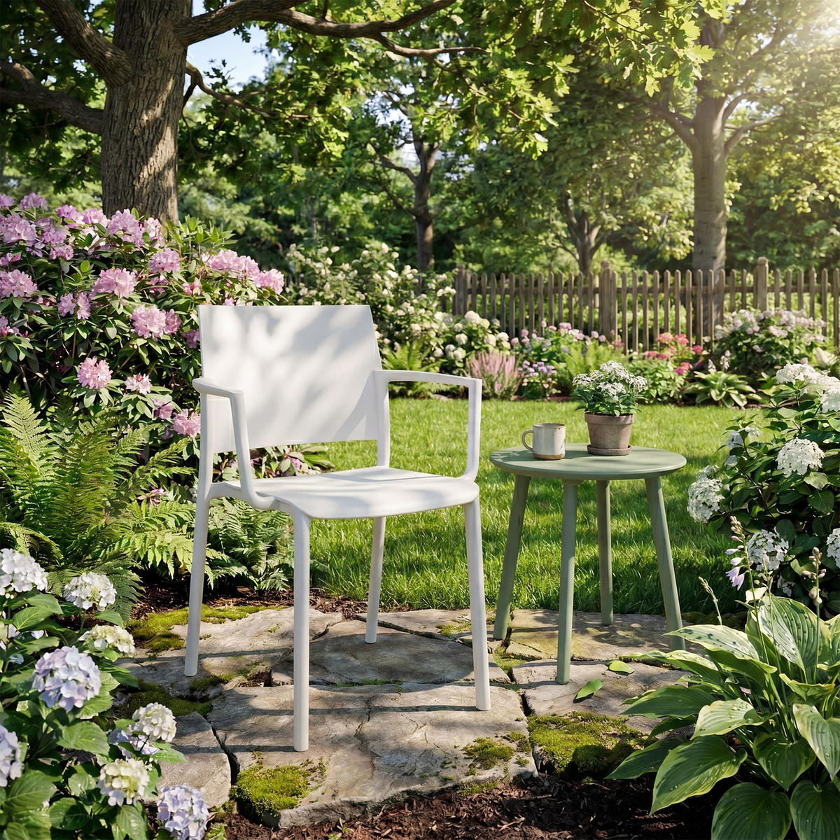 GARTENSTUHL Kunststoff Weiß - Weiß, Kunststoff (57/81/52cm) - CLP