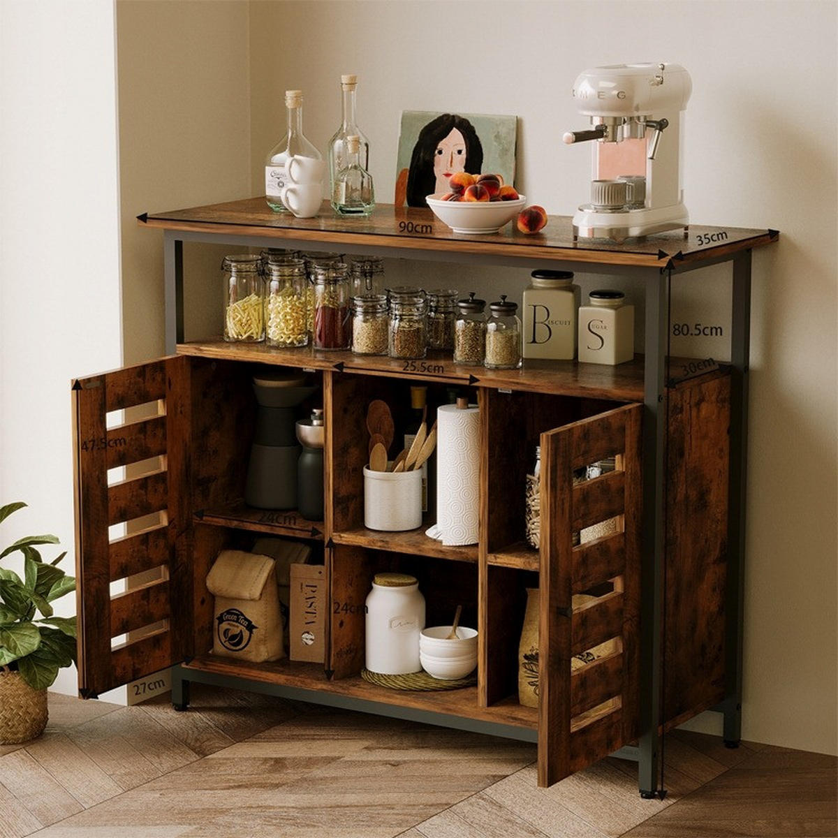 SCHRANK/KOMMODE, Braun, 35/90/80 cm - Braun, Holzwerkstoff (90/80/35cm)