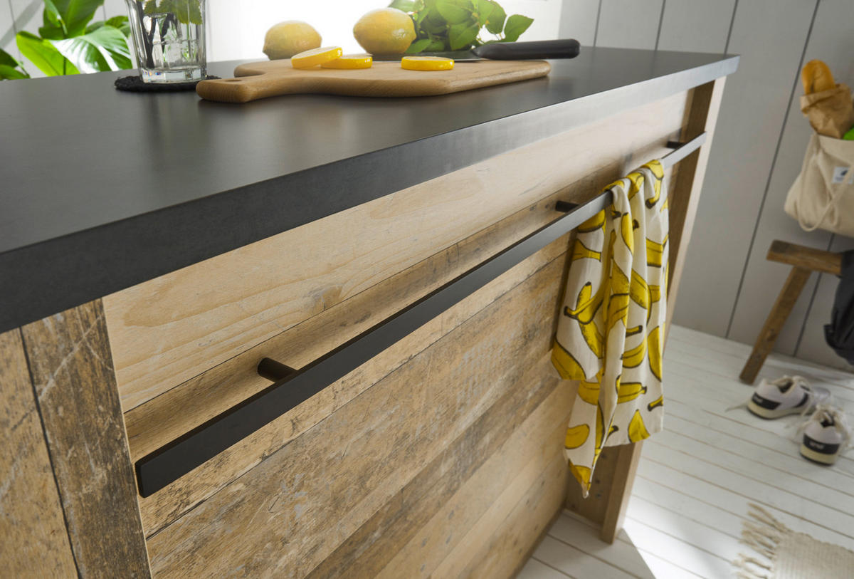 KÜCHENTHEKE Used Wood hell, anthrazit 130 cm, Kücheninsel freistehend - Eichefarben/Anthrazit, Holzwerkstoff/Metall (130/106/44cm) - Furn.Design