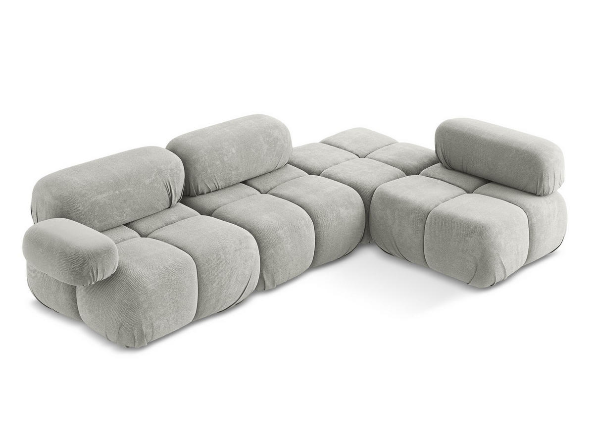 ECKSOFA Rechts Chenille Stoff Grau - Hellgrau/Schwarz, Kunststoff/Textil (285/190cm) - Makamii