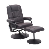 MASSAGESESSEL mit Hocker, Relaxsessel mit Liegefunktion, Massagefunktion, Braun - Schwarz/Braun, Leder/Kunststoff (84/95/77cm) - HOMCOM