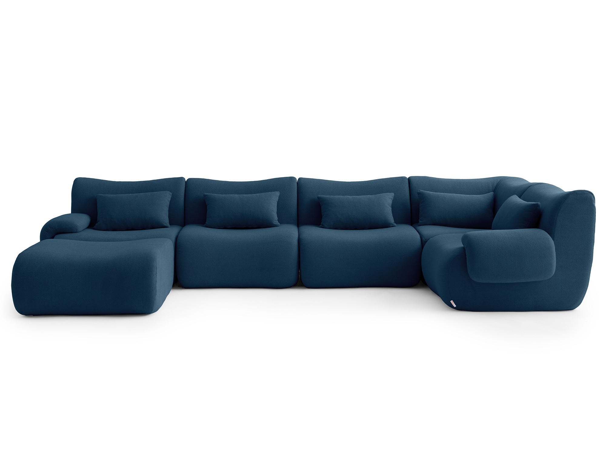WOHNLANDSCHAFT Bouclé-Stoff Tiefblau - Blau, Textil (356/73/190cm) - MILYsofa