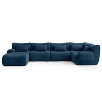 WOHNLANDSCHAFT Bouclé-Stoff Tiefblau - Blau, Textil (356/73/190cm) - MILYsofa