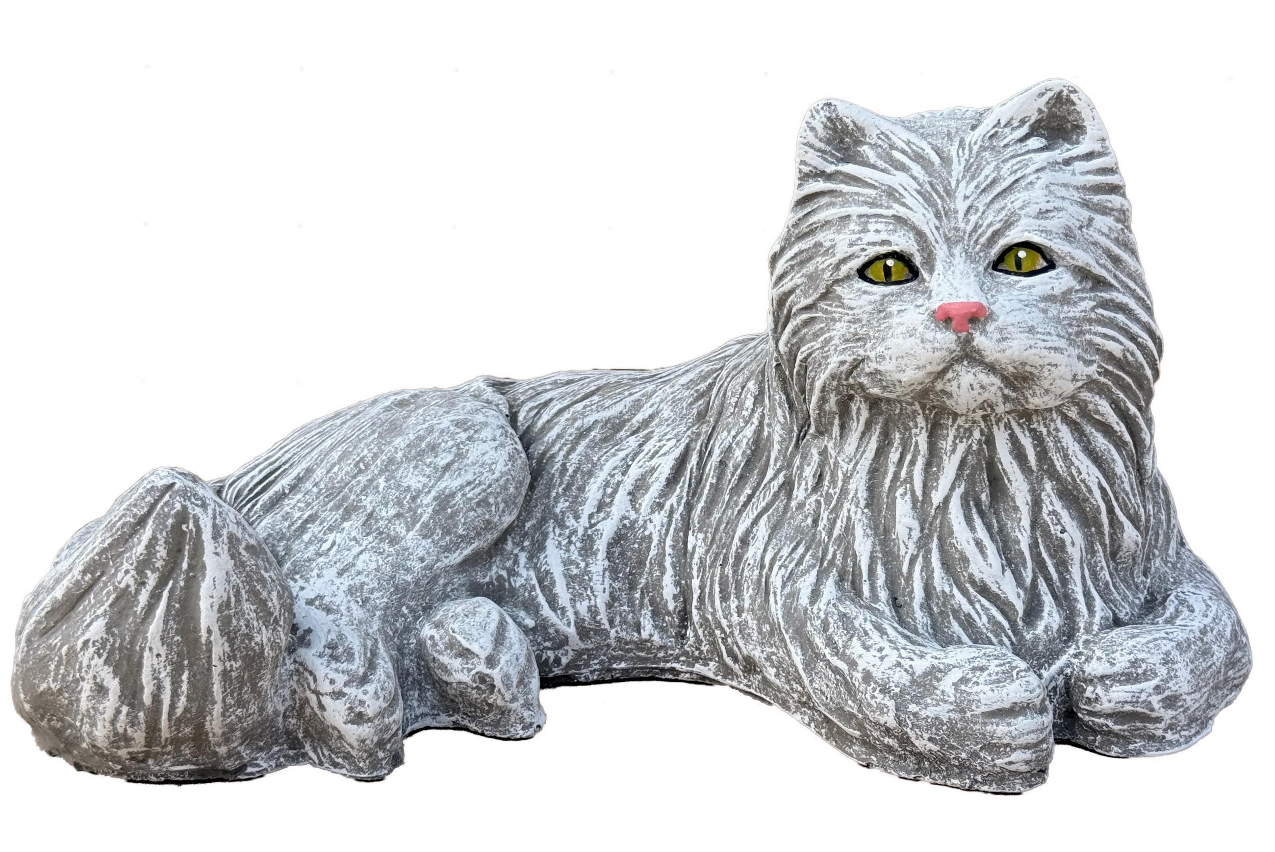 STEINFIGUR Main Coon Katze liegend Kater frostfest, lebensgroß - Grau, Stein (42/21/30cm) - stoneandstyle