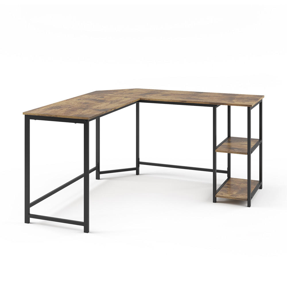 ECKSCHREIBTISCH Fyrk, Eiche rustikal/Schwarz, 138 x 138 cm - Alteiche/Schwarz, Holzwerkstoff (50/138/75cm) - Vicco