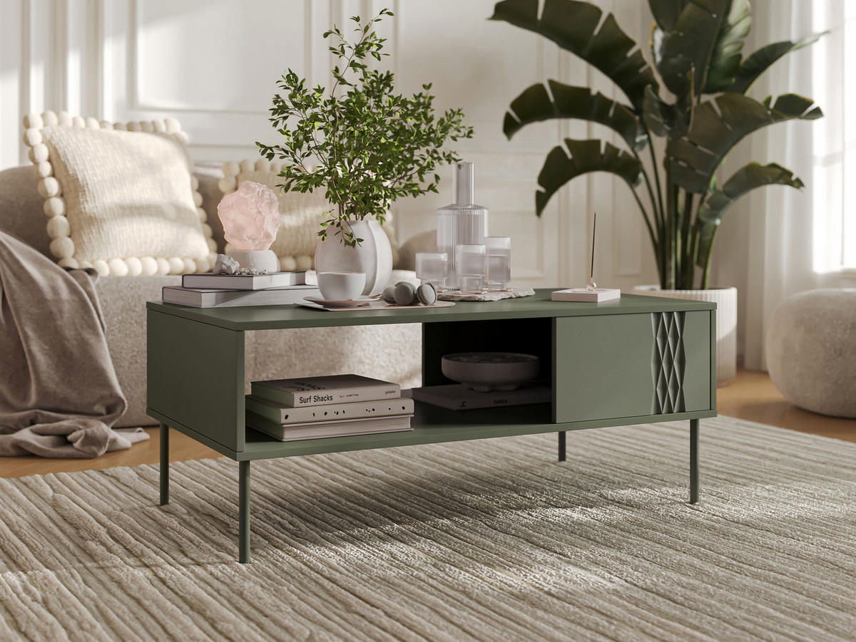 COUCHTISCH Tresse - Grün, Holzwerkstoff/Metall (60/110/40cm) - MIRJAN24