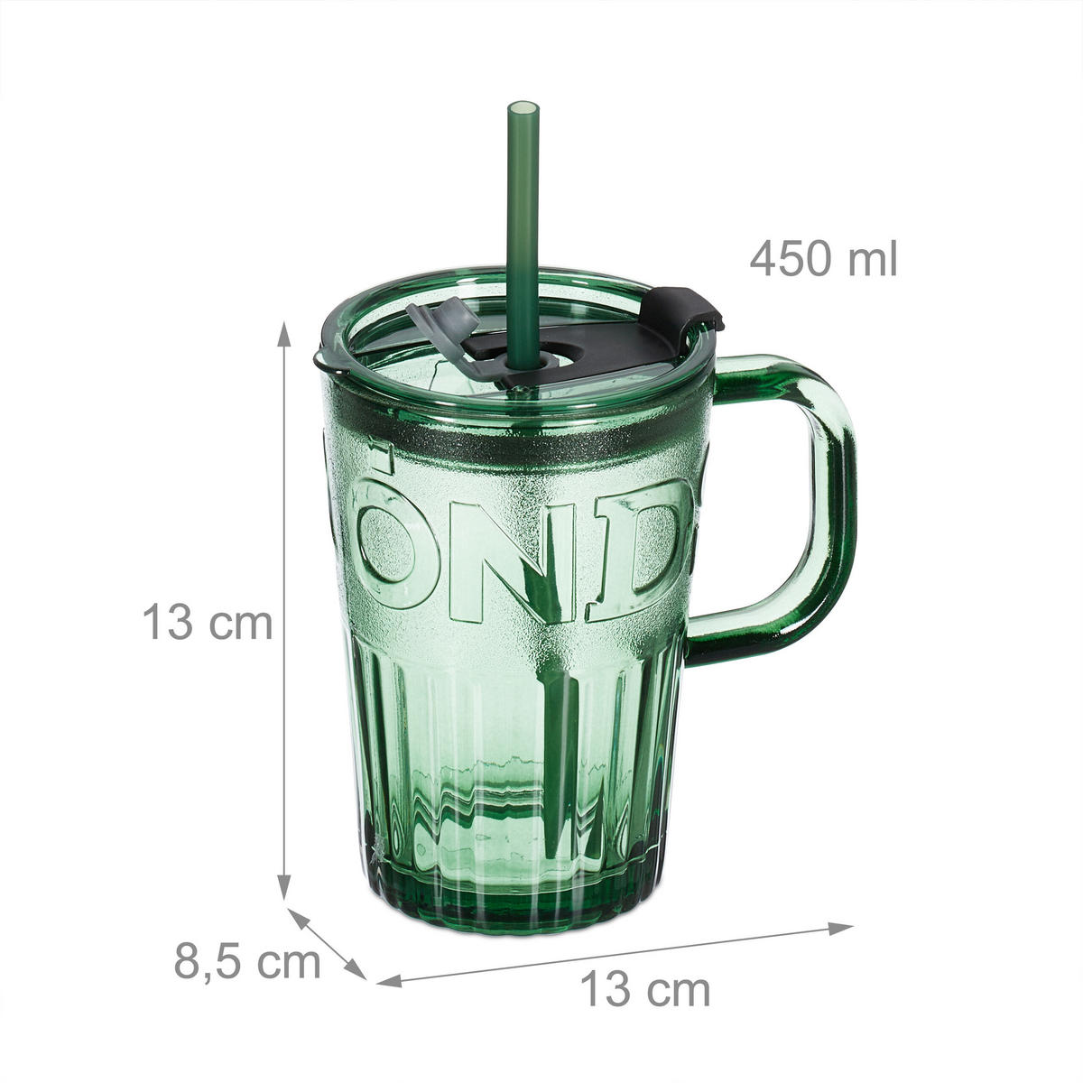 10xTRINKGLÄSER - Grün, Glas/Kunststoff - Relaxdays