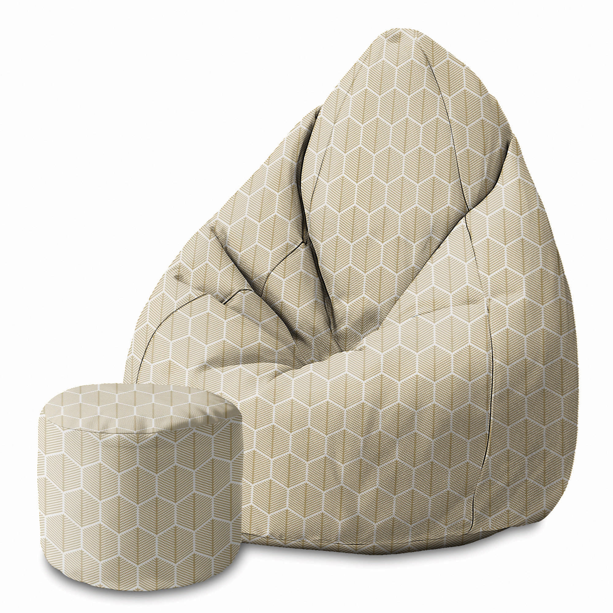 SITZSACK MIT FUßSTÜTZE Velvet 2-tlg Wavy M - Beige, Textil (80/120/80cm) - Dreamroots