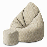 SITZSACK MIT FUßSTÜTZE Velvet 2-tlg Wavy M - Beige, Textil (80/120/80cm) - Dreamroots