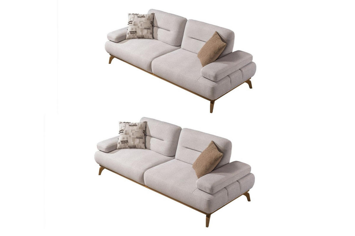 SITZGARNITUR Smooth Creme Stellvariante:3+3 - Creme, Holz (240/82/100cm) - Villa Möbel