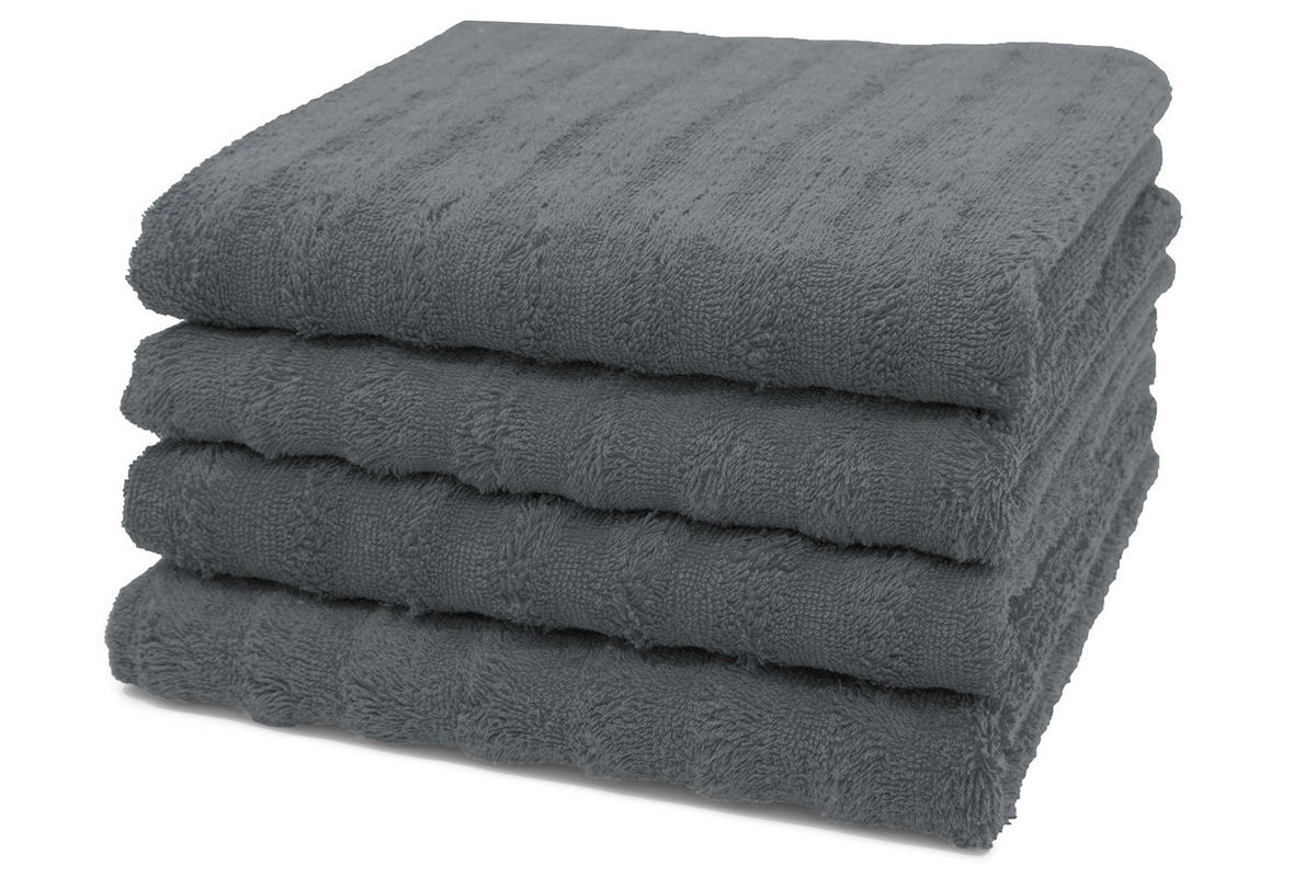 HANDTÜCHER, 4er-Set, 50x100 cm, 100% Baumwolle, Grau - Graphitfarben, Textil (50/100cm) - Zollner