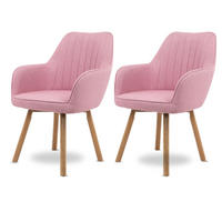 ESSZIMMERSTÜHLE 2er-Set ELLA Stoffbezug Rosa Eichenholz - Rosa, Eichenholz/Holz (47/85/47cm) - DELUKE