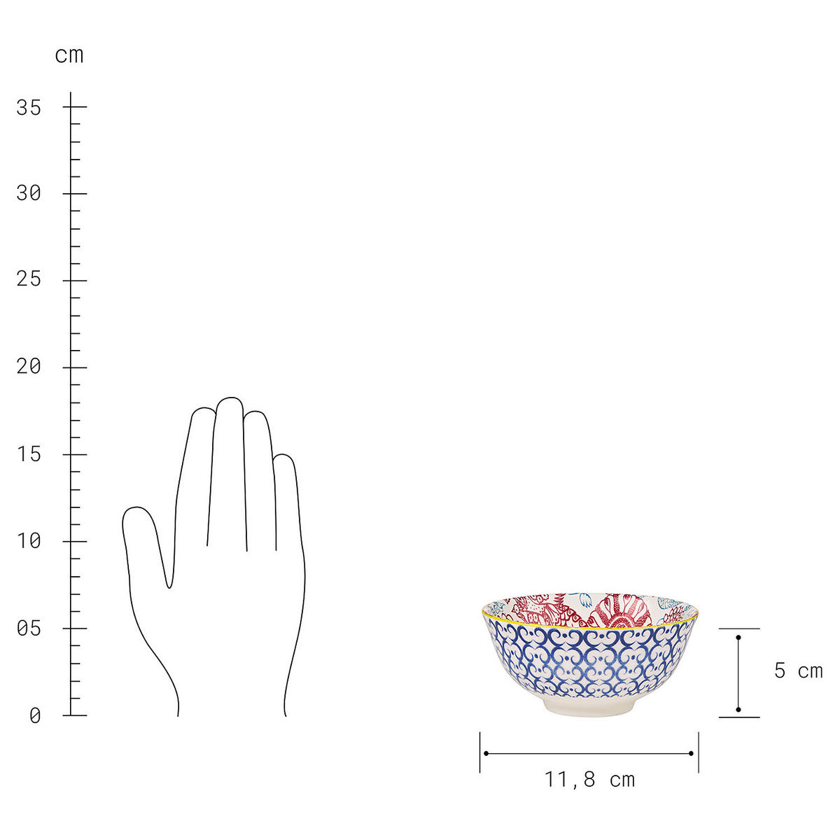 SCHALEN 6er-Set Ornaments 240 ml - Blau, Keramik (11/11/5cm) - Butlers