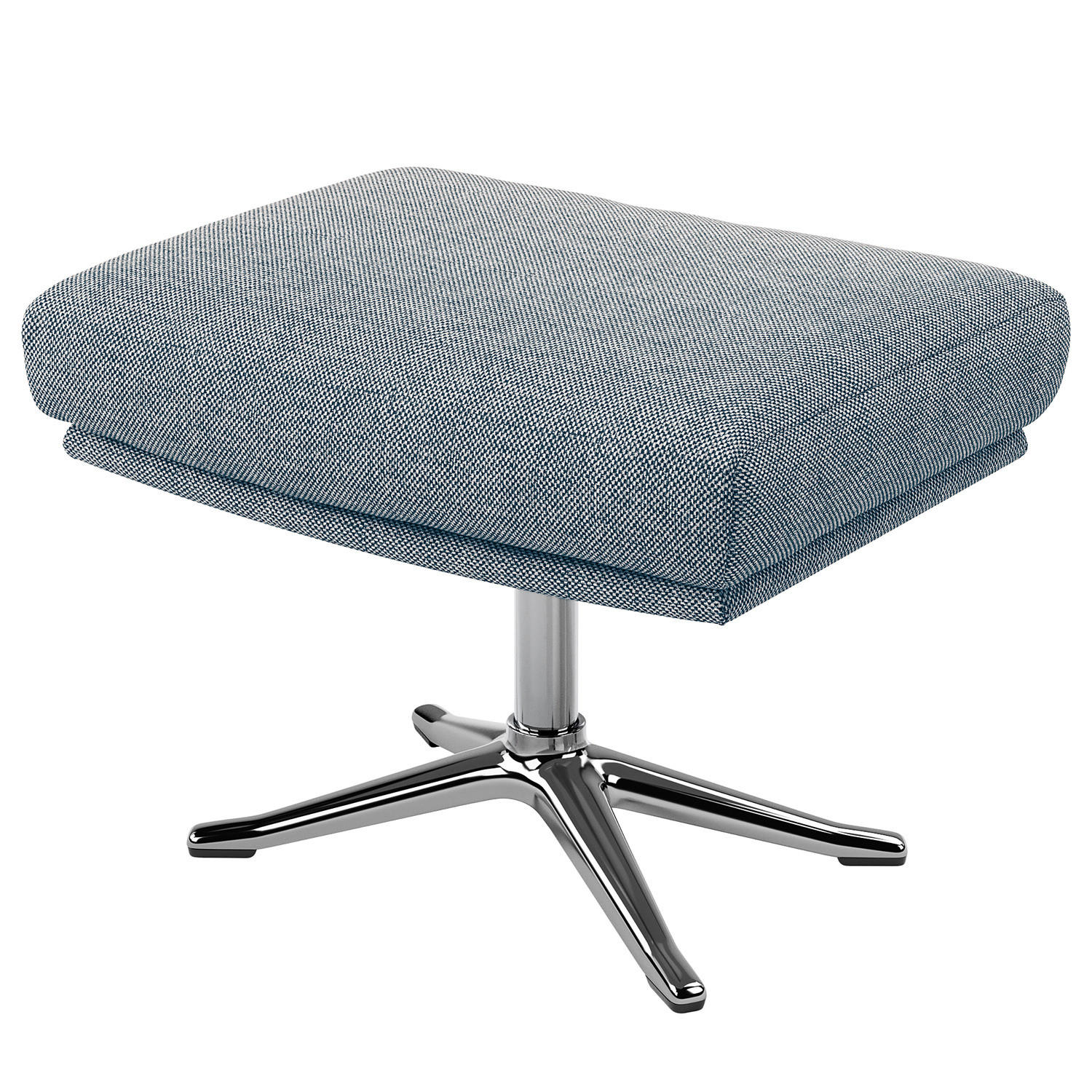 HOCKER mit Kreuzfuß - Chromfarben/Blau, Textil/Metall (54/41/41cm) - home24