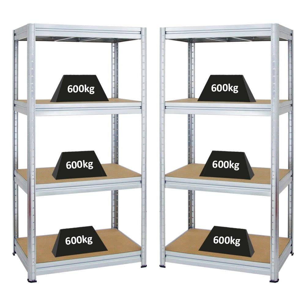 SCHWERLASTREGAL Dino 2er-Set mit 2x 180x90x60 cm Fachlast 600 kg Verzinkt - Silberfarben, Metall (180/180/60cm) - PROREGAL