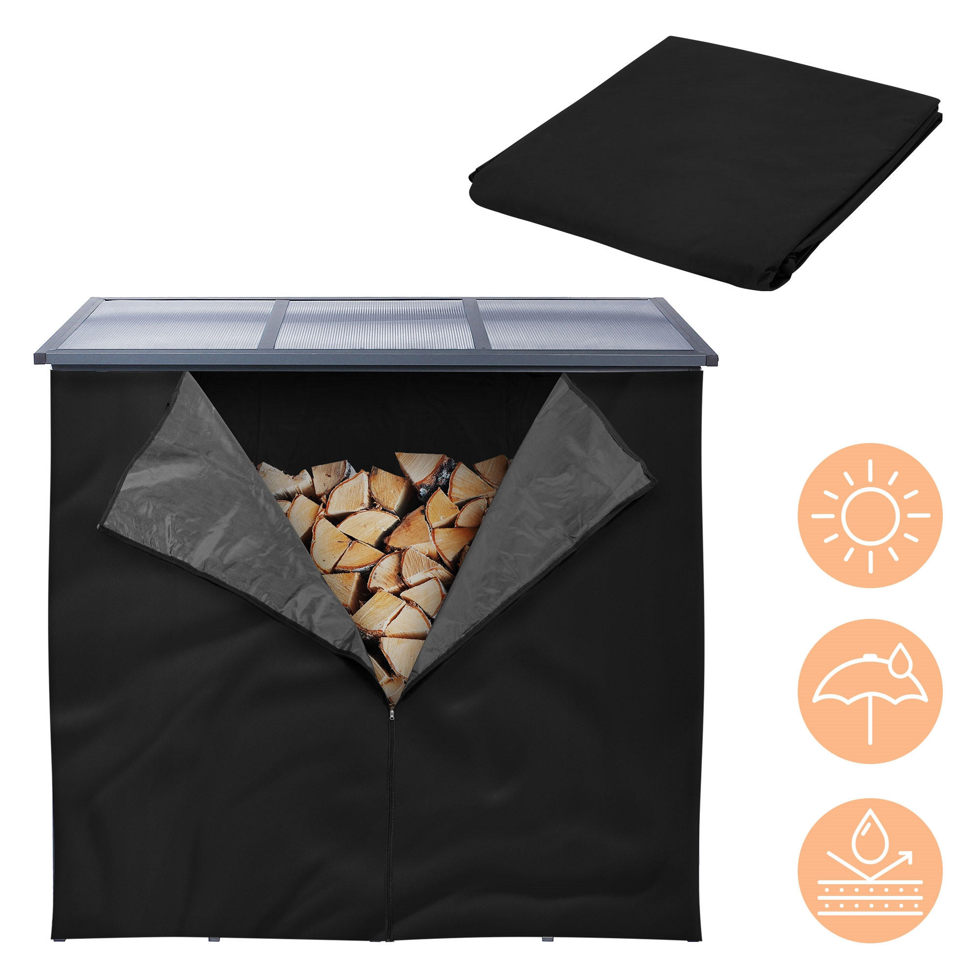 ABDECKUNG FÜR KAMINHOLZREGAL - Schwarz, Kunststoff (165/165/240cm) - ML-DESIGN