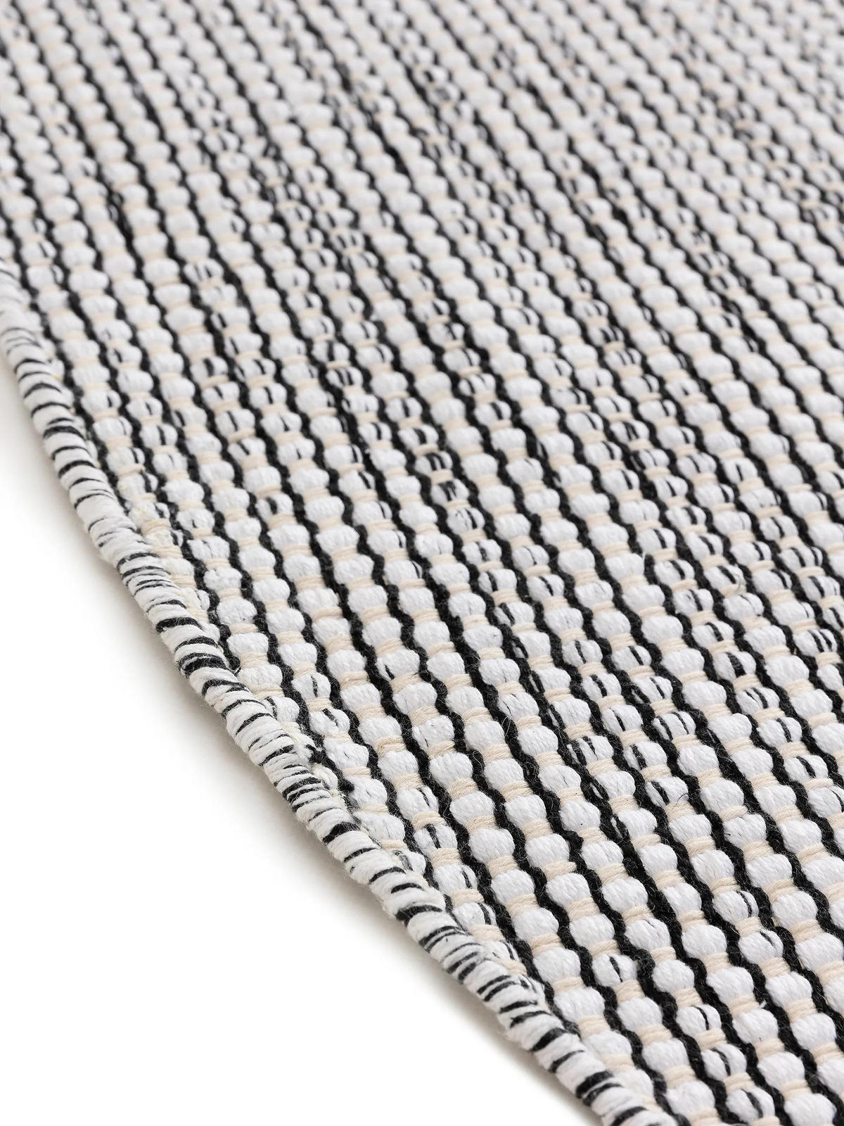 BAUMWOLLTEPPICH Ron handgewebt ø 240 cm rund - Schwarz, Naturmaterialien/Textil (240/240cm) - benuta