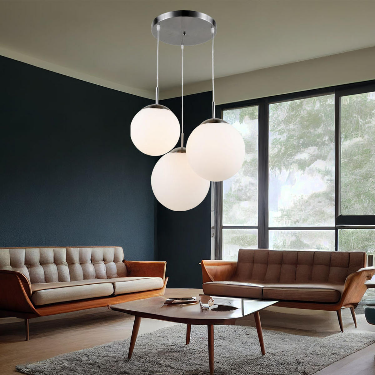 LED HÄNGELEUCHTE Joel Nickel Matt Weiß - Weiß, Glas (51.5/51.5/80cm) - Globo Lighting