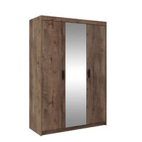 DREHTÜRENSCHRANK ELENORA 133/190,5/53cm 3-türig mit Spiegel Braun - Braun, Holzwerkstoff (133/190.5/53cm) - MASSENO