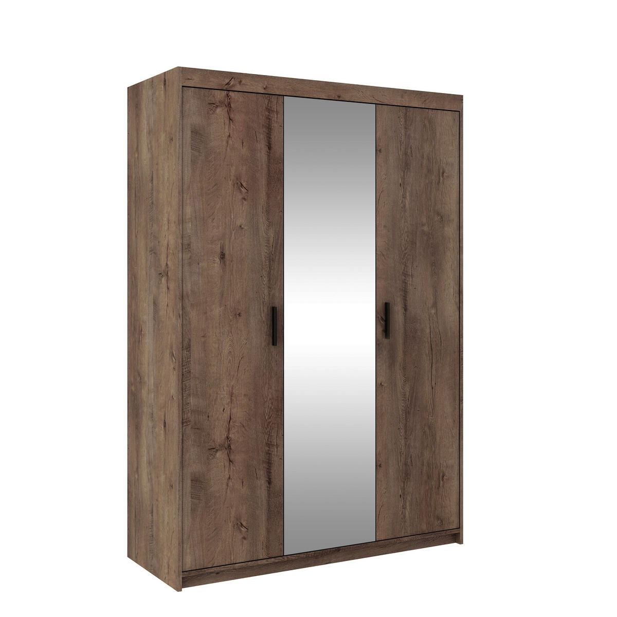 DREHTÜRENSCHRANK ELENORA 133/190,5/53cm 3-türig mit Spiegel Braun - Braun, Holzwerkstoff (133/190.5/53cm) - MASSENO