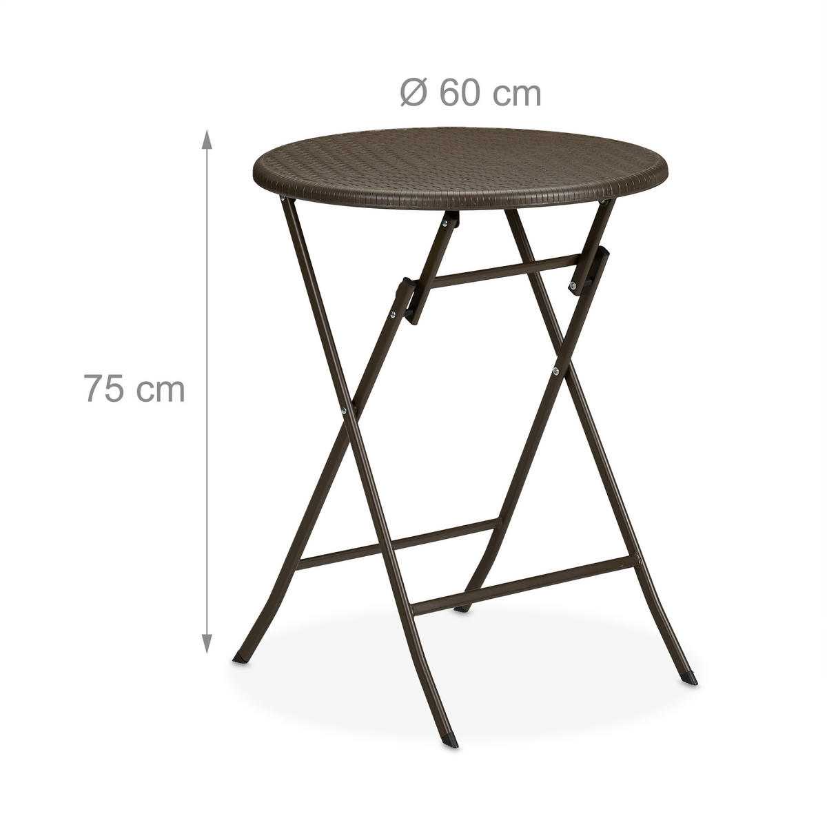 GARTENTISCH - Braun, Kunststoff/Metall (60/60/75cm) - Relaxdays