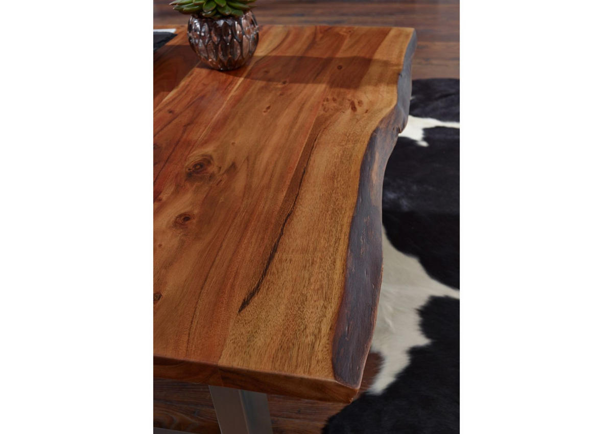 COUCHTISCH Akazie 90x90x45 walnuss lackiert FREEFORM 2 #10 - Dunkelbraun, Holz (90/90/45cm) - Massivmoebel24