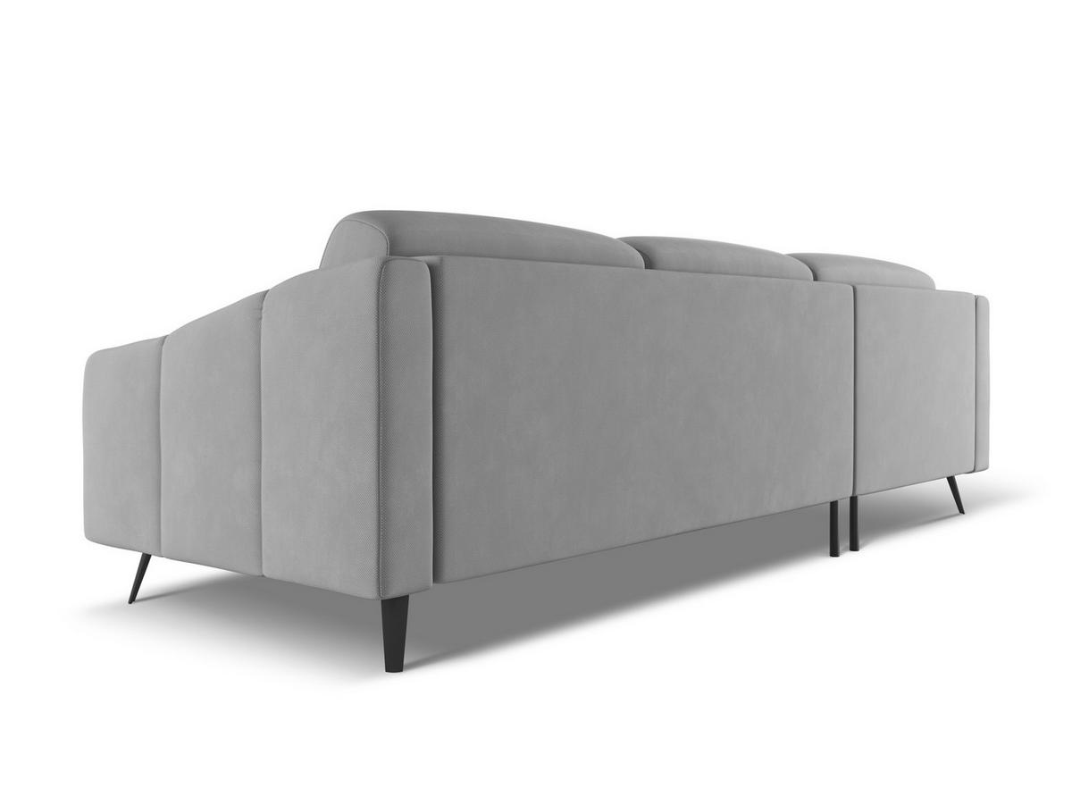ECKSOFA Links Chenille Stoff Grau - Hellgrau/Schwarz, Textil/Metall (160/264cm) - Makamii