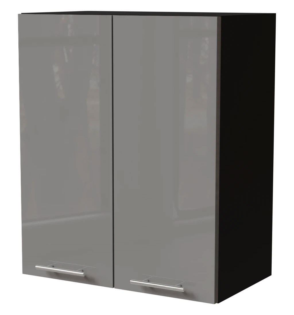 KÜCHENHÄNGESCHRANK Essen W3/60 Grau Hochglanz / Schwarz Matt 60 / 32,5 / 72cm - Schwarz/Grau, Holz/Holzwerkstoff (60/72/32.5cm) - Feldmann-Wohnen