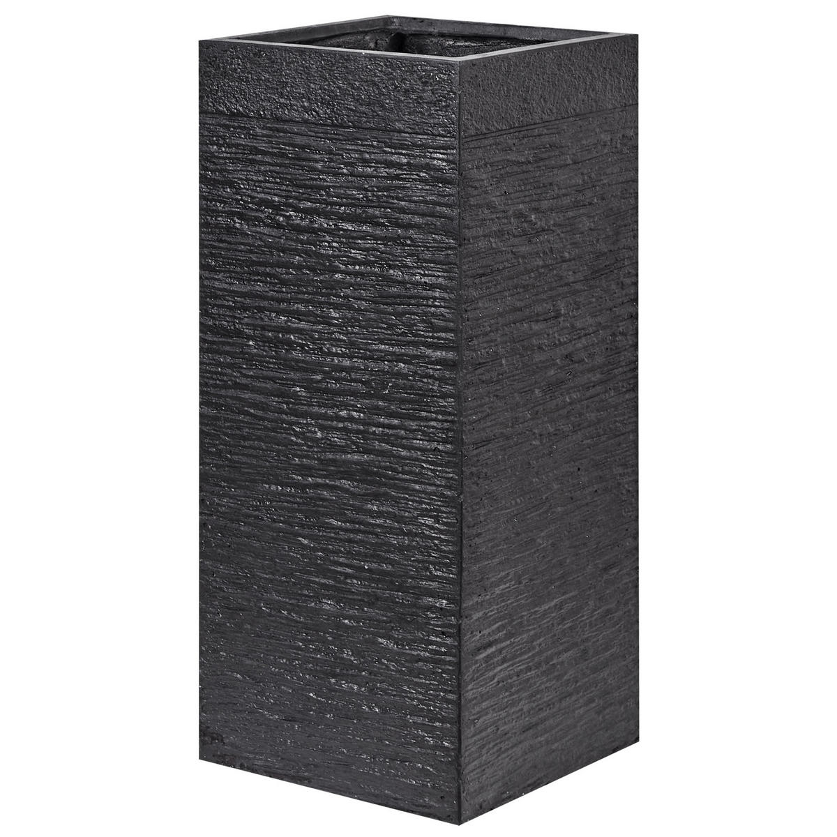 BLUMENTOPF schwarz quadratisch 26/26/60 cm Dion - Schwarz, Naturmaterialen (60cm) - Beliani