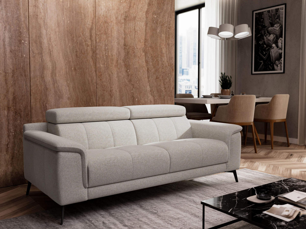 SOFA FIERO 3-Sitzer, hellgrau - Hellgrau/Schwarz, Holzwerkstoff/Textil (212/82/103cm) - Courtois Laville